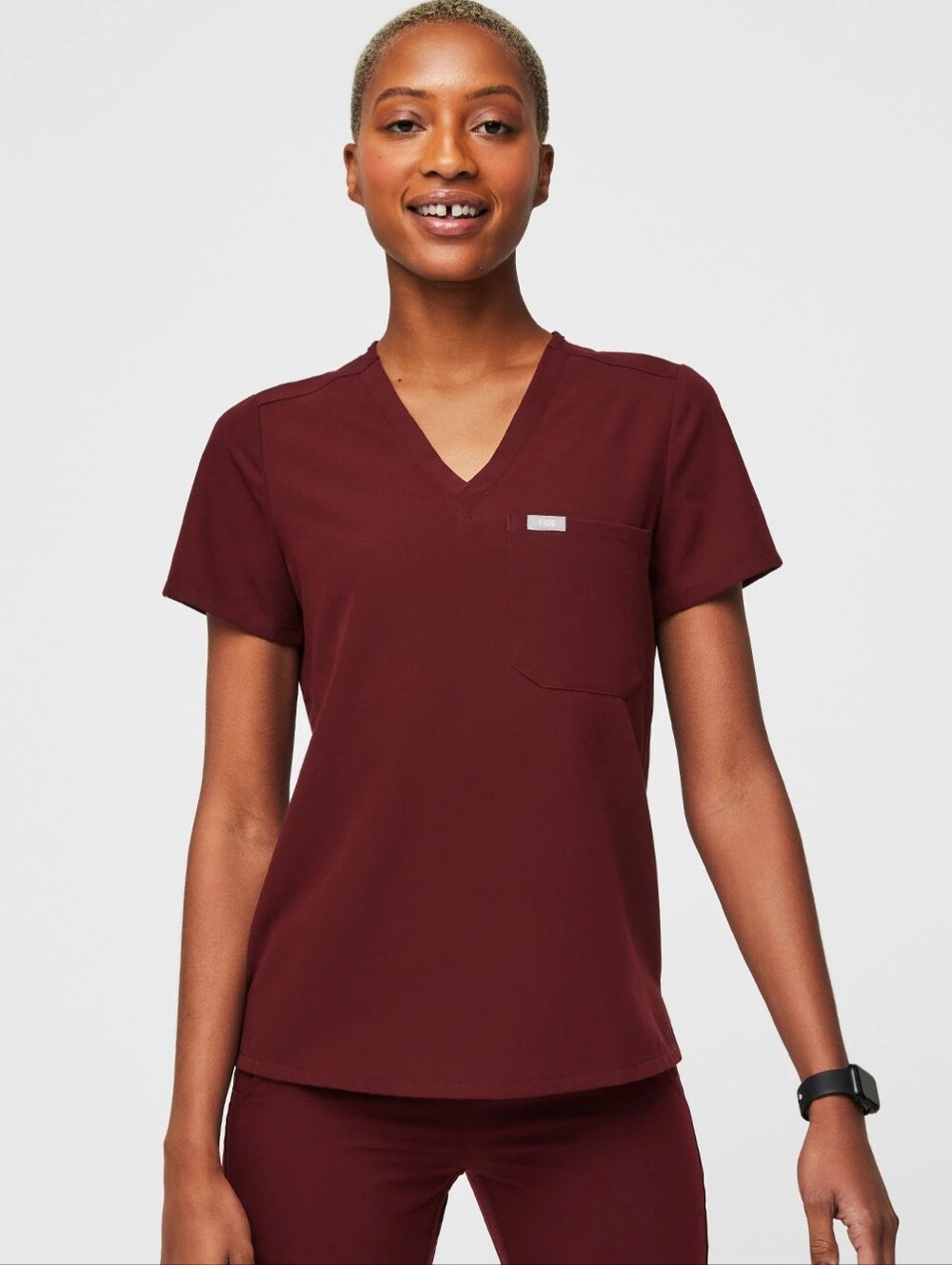 Figs Catarina Scrub Top in Burgundy Size XS